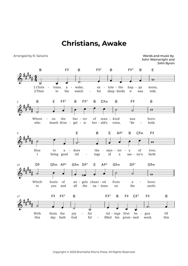 Christians, Awake (Key of B Major) (arr. R. Salvario)