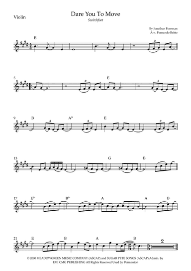 Dare You To Move (arr. Fernando Britto)