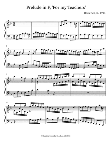 Prelude in F major, 'For my Teachers'