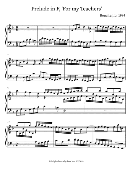 Prelude in F major, 'For my Teachers'