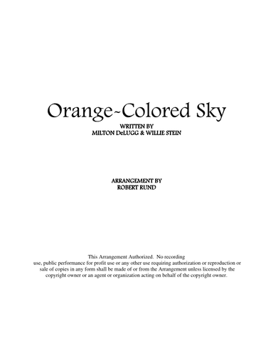 Orange Colored Sky (arr. Robert Rund)