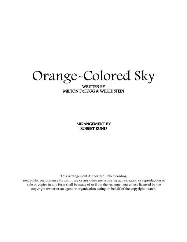 Orange Colored Sky (arr. Robert Rund)