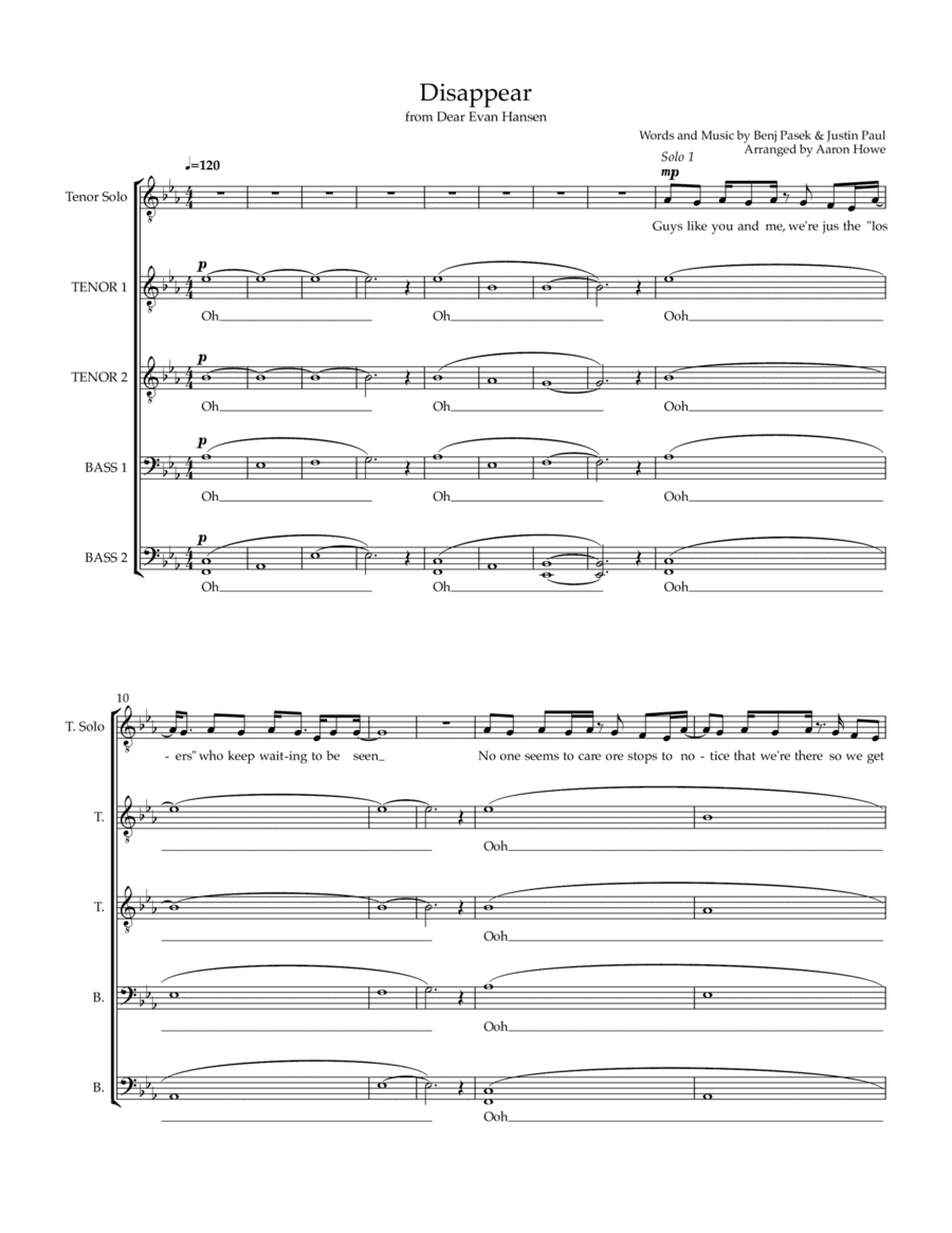 Disappear (arr. Aaron Howe)