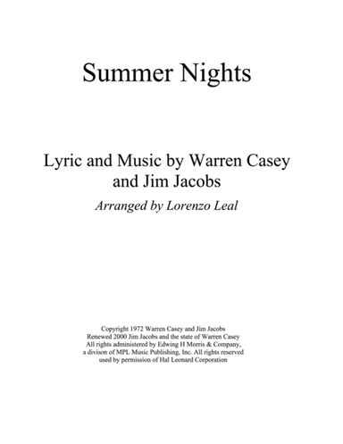 Summer Nights (arr. Lorenzo Leal Brizuela)