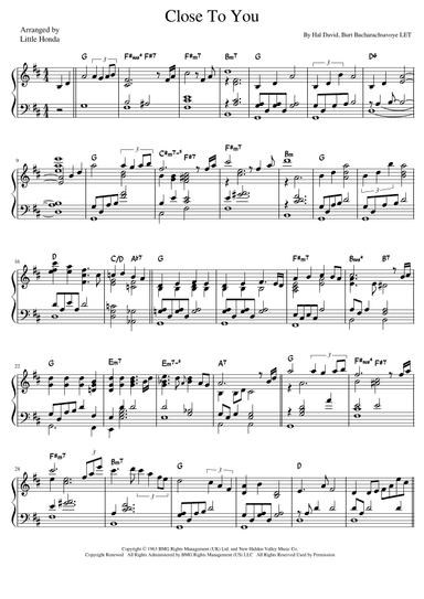 (they Long To Be) Close To You (arr. Little Honda)