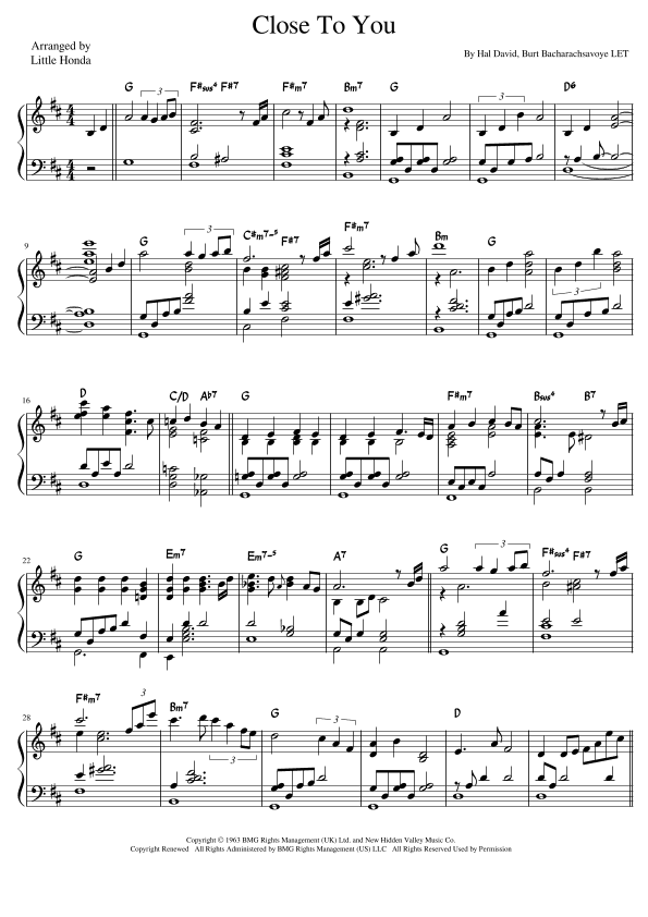 (they Long To Be) Close To You (arr. Little Honda)