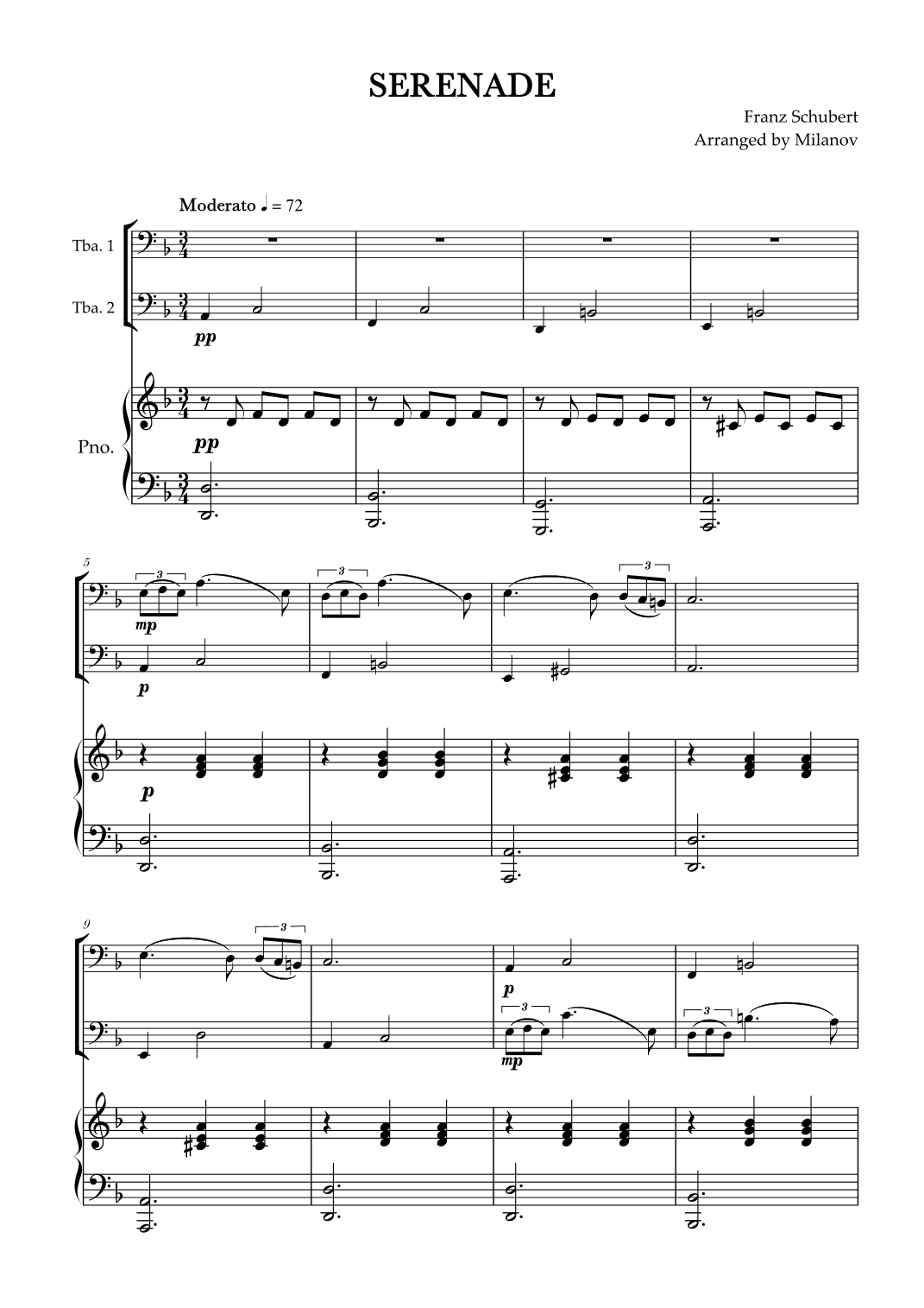 Serenade | Schubert | Tuba duet and piano (arr. Milanov)