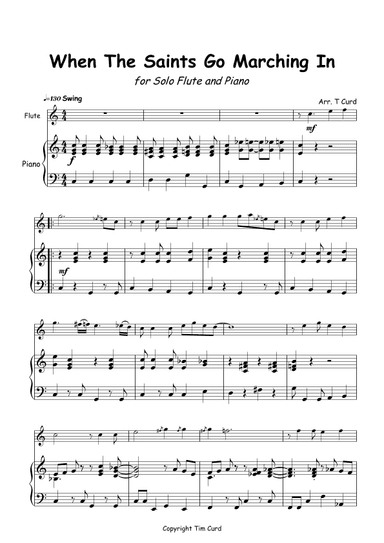 When The Saints Go Marching In for Solo Flute and Piano (arr. Tim Curd)