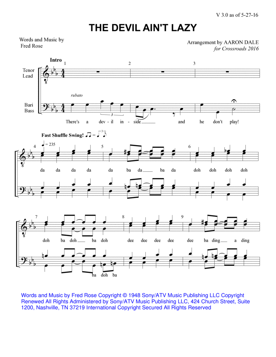 The Devil Ain't Lazy (arr. Aaron Dale)