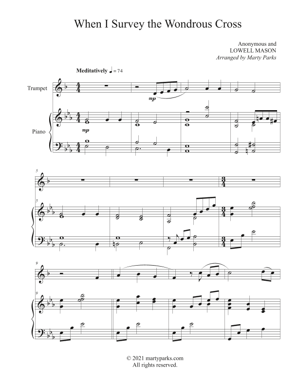 When I Survey the Wondrous Cross (Trumpet-Piano) (arr. Marty Parks)