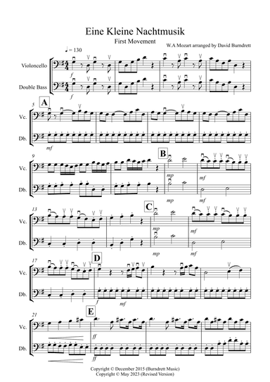 Eine Kleine Nachtmusik (1st movement) for Cello and Double Bass Duet (arr. David Burndrett)