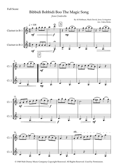 Bibbidi-bobbidi-boo (the Magic Song) (arr. Fabio Britto)