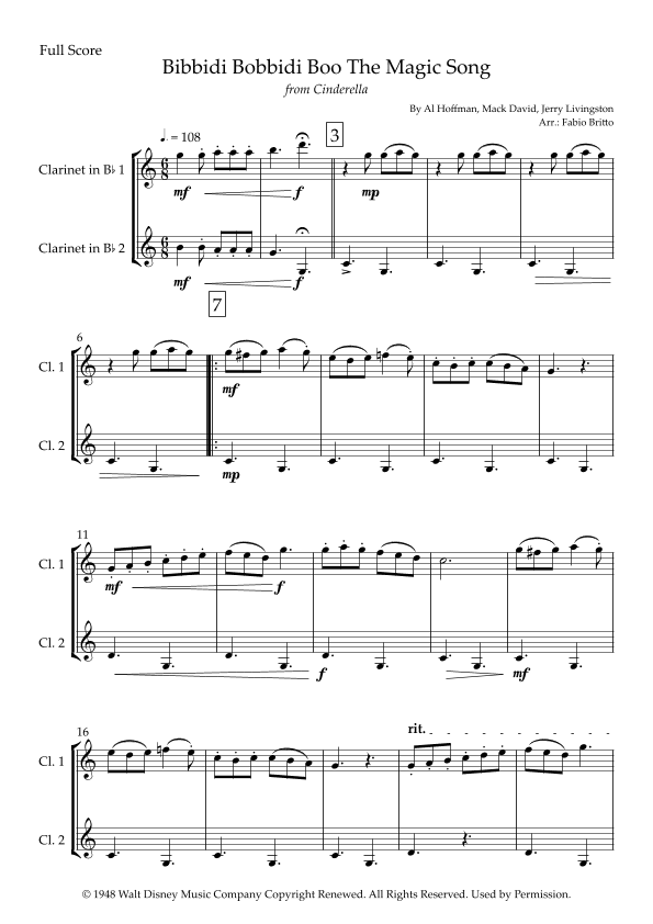 Bibbidi-bobbidi-boo (the Magic Song) (arr. Fabio Britto)
