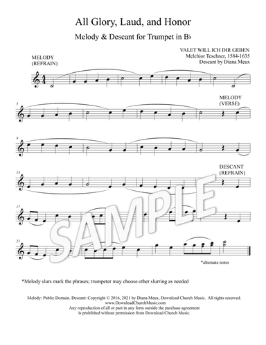 All Glory, Laud, and Honor - Trumpet melody and descant (arr. Diana Meux)