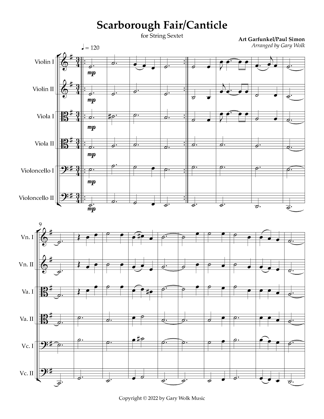 Scarborough Fair/canticle (arr. Gary Wolk)