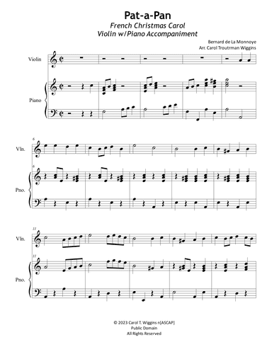 Pat-a-Pan (Violin w/Piano Accompaniment) (arr. Carol Troutman Wiggins)