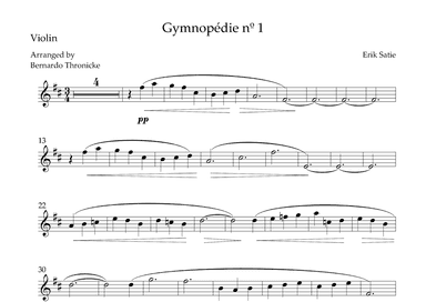 Gymnopédie nº 1 - For Violin (arr. Bernardo Thronicke)