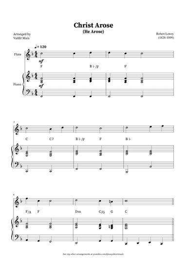 Christ Arose (He Arose) -  Flute and Piano (with chords) (arr. Valdir Maia)