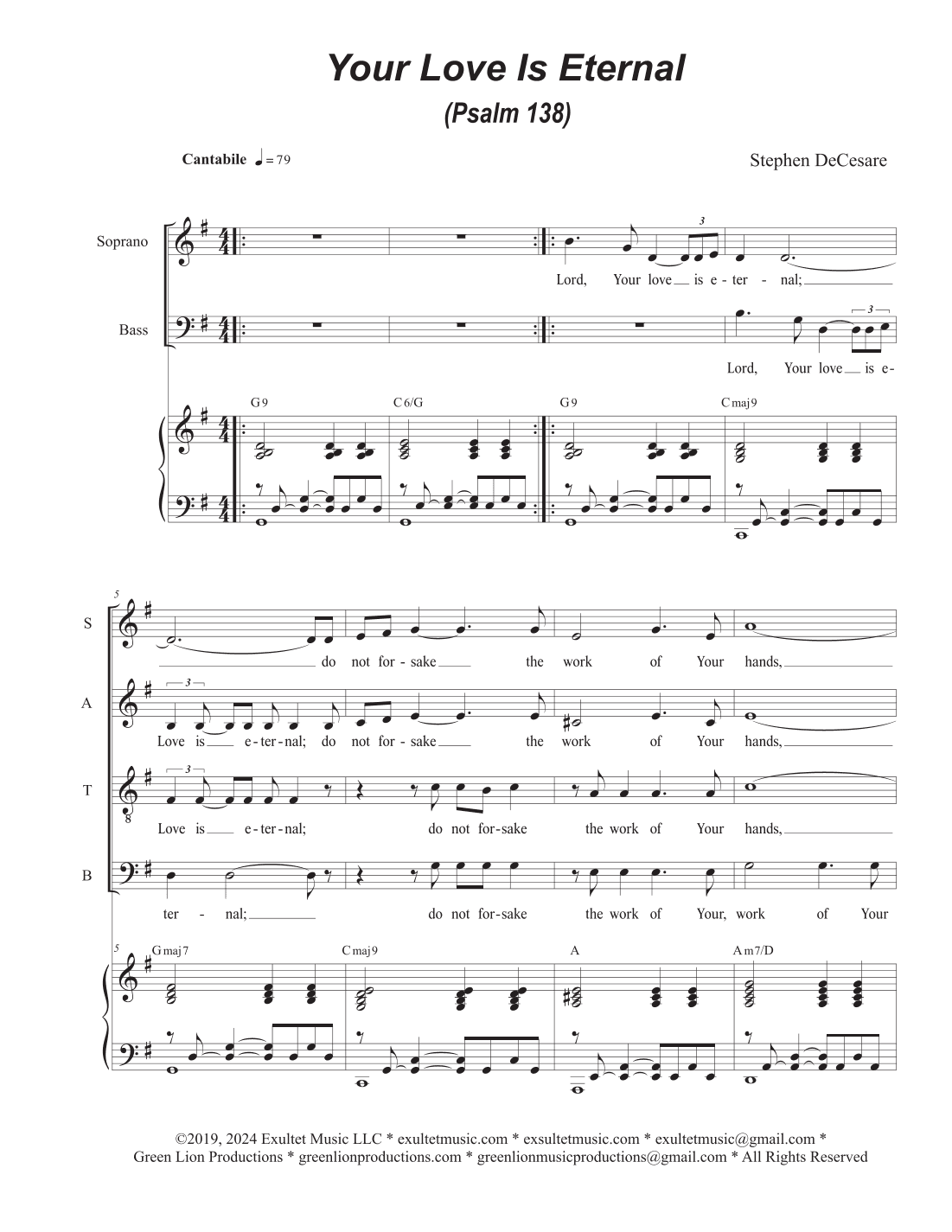 Your Love Is Eternal (Psalm 138) (SATB)