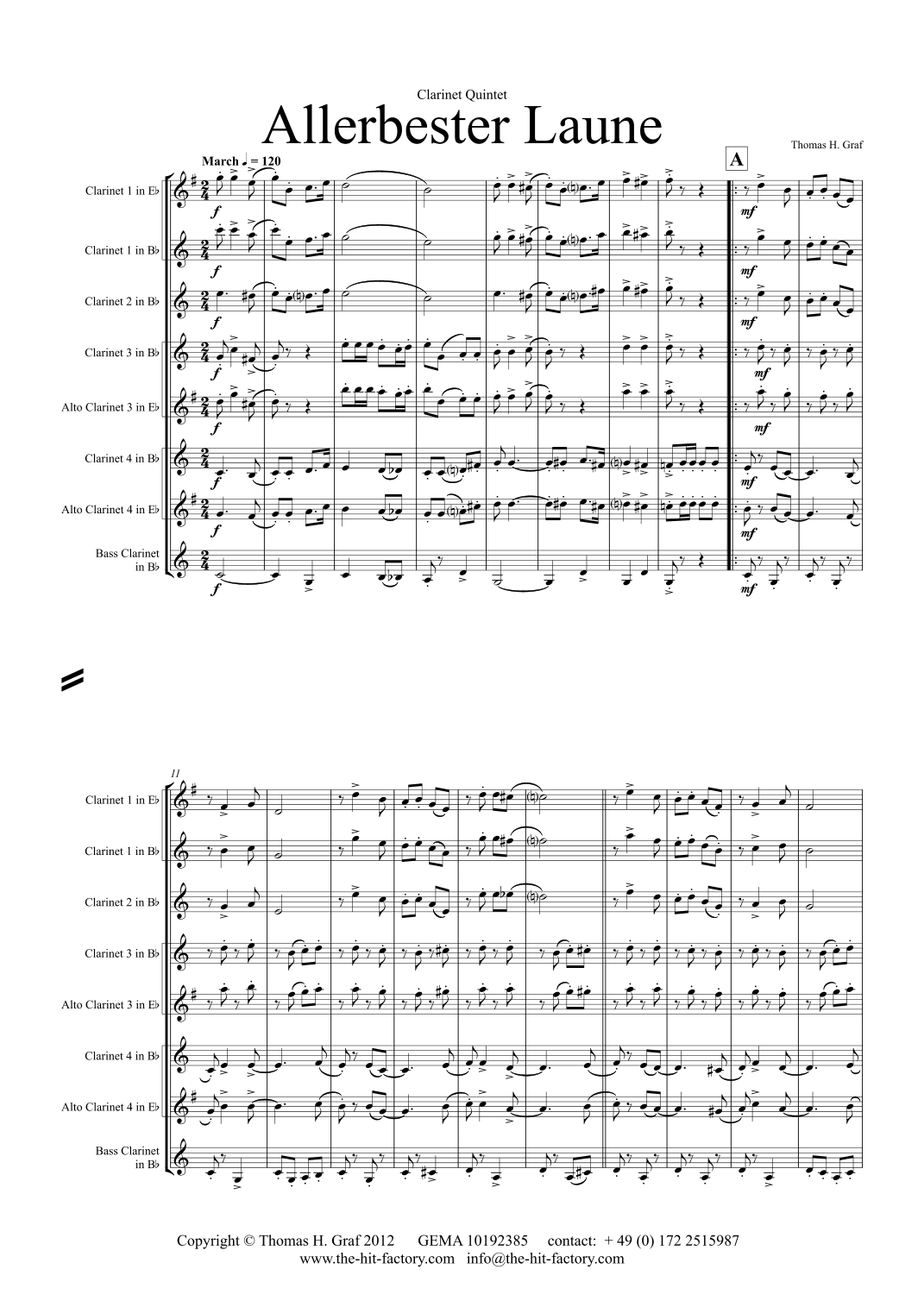 Allerbester Laune - German Polka Octoberfest - Clarinet Quintet - Bb