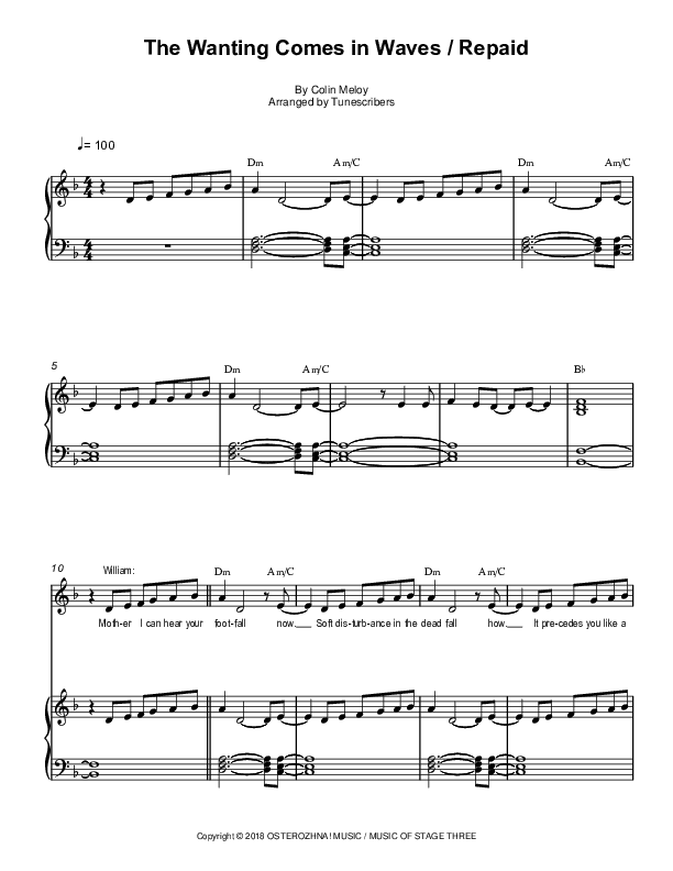 The Wanting Comes in Waves / Repaid (arr. Tunescribers)