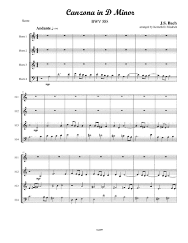 Canzona in D Minor (arr. Kenneth D. Friedrich)