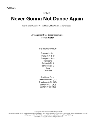 Never Gonna Not Dance Again (arr. Stefan Kiefer)