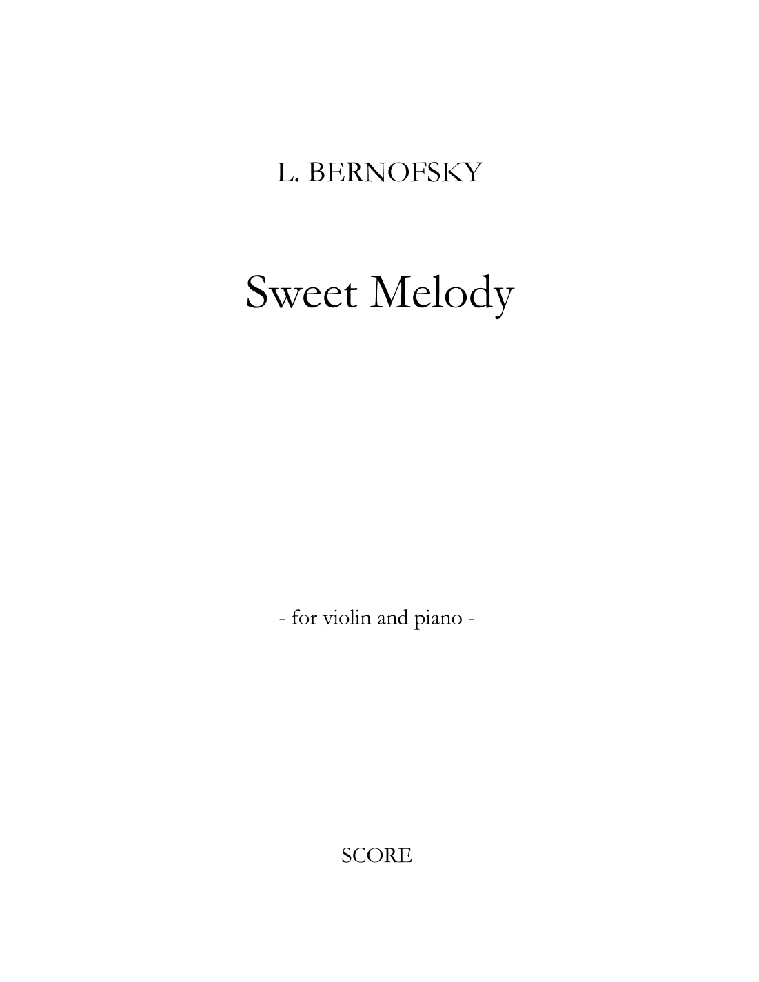 SWEET MELODY for Violin and Piano - score