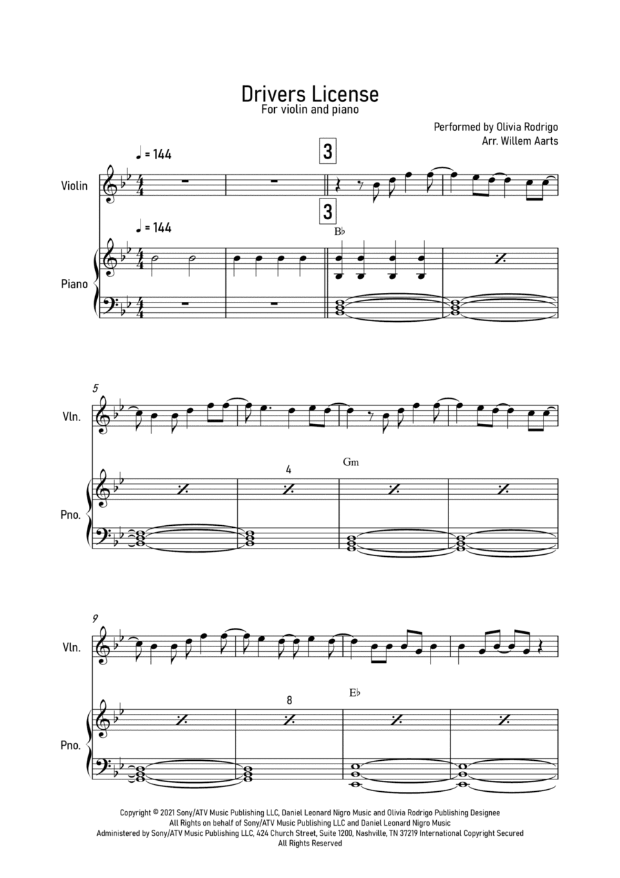 Drivers License (arr. Willem Aarts)