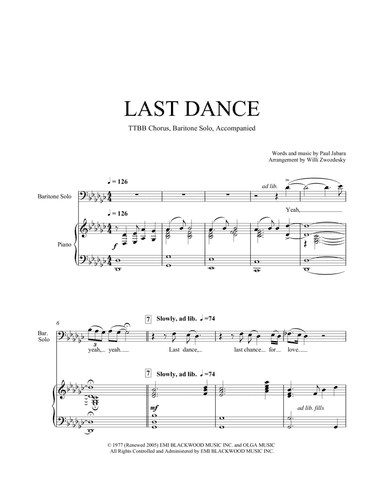 Last Dance (arr. Willi Zwozdesky)