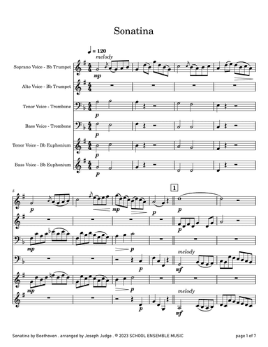 Sonatina by Beethoven for Brass Quartet in Schools (arr. Joseph Judge)