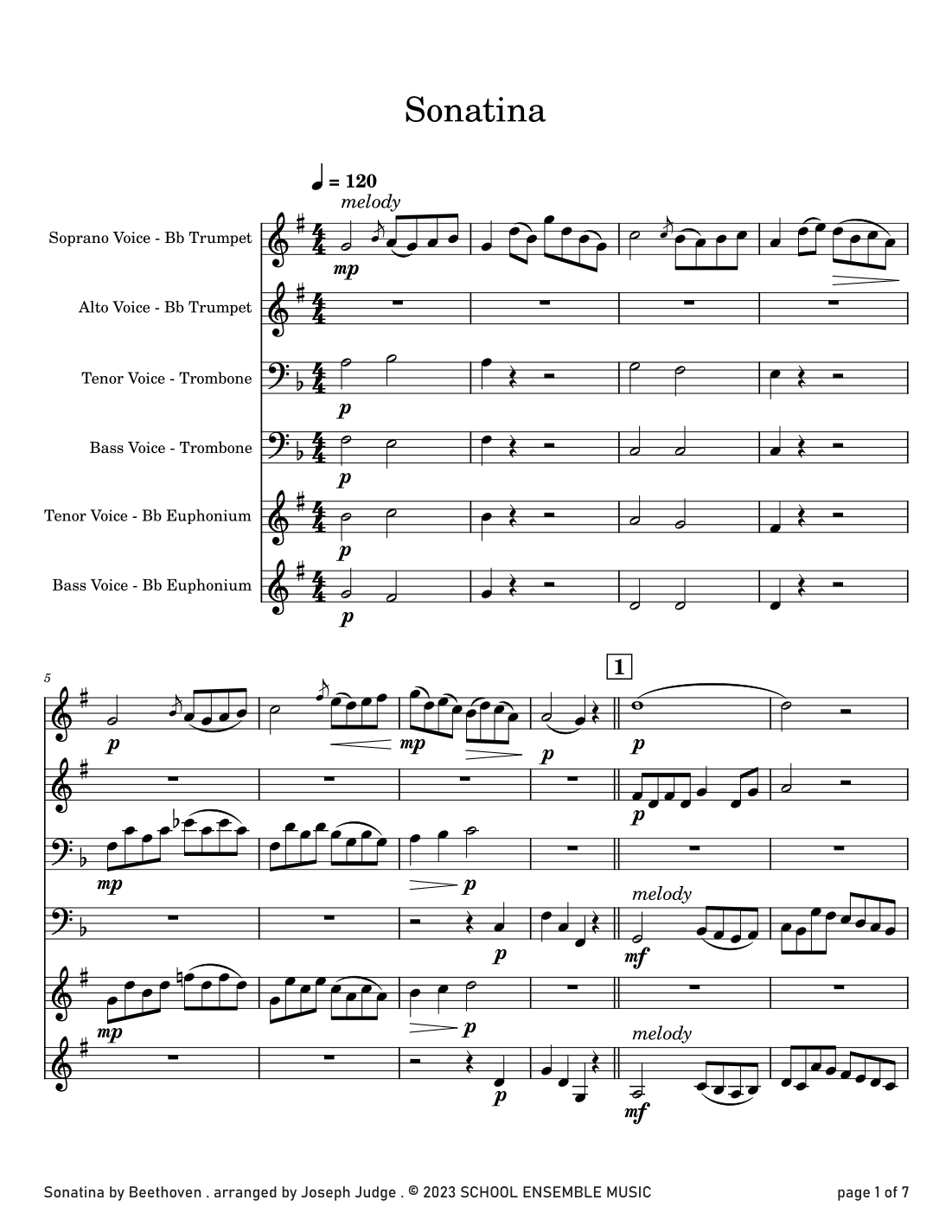 Sonatina by Beethoven for Brass Quartet in Schools (arr. Joseph Judge)