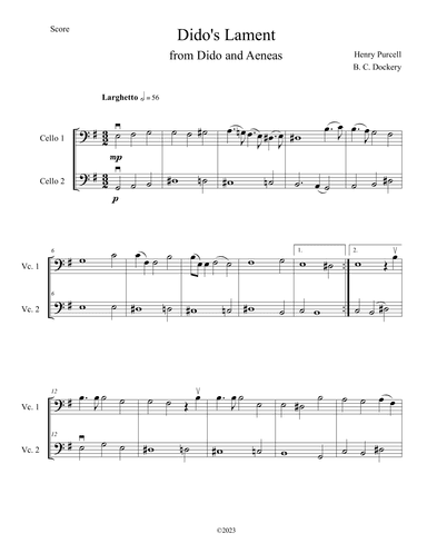 Dido's Lament (Cello Duet) (arr. B. C. Dockery)