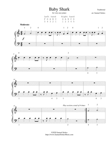 Baby Shark - for very easy piano (arr. Samuel Stokes)