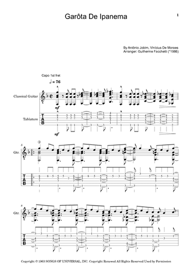 Garôta De Ipanema (arr. Guilherme Facchetti)