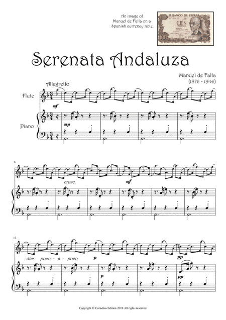 Manuel de Falla Serenata Andaluza Flute and Piano (arr. Glenn Martin)