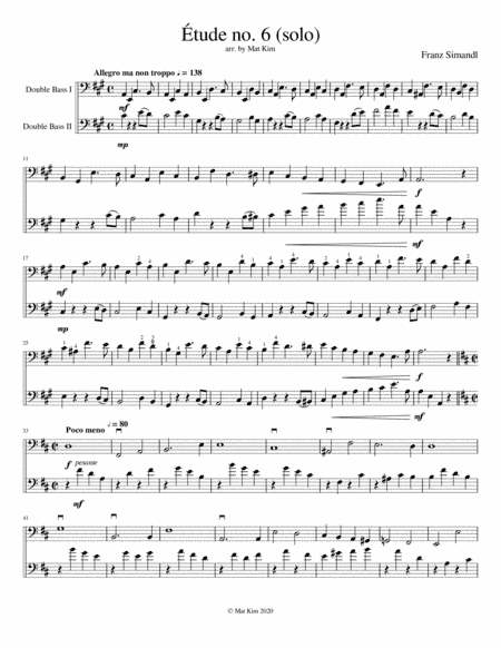 Franz Simandl Étude no. 6 in A Major (Allegro ma non troppo) for Two Double Basses (arr. M. Kim)