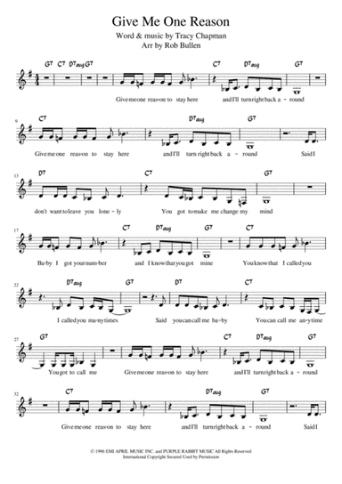 Give Me One Reason (arr. Rob Bullen)