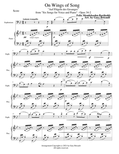 On Wings of Song - "Auf Flügeln des Gesanges" - Opus 34-2 (arr. Gary Bricault)