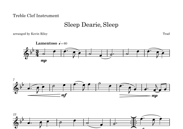 Sleep Dearie, Sleep (arr. Kevin Riley)
