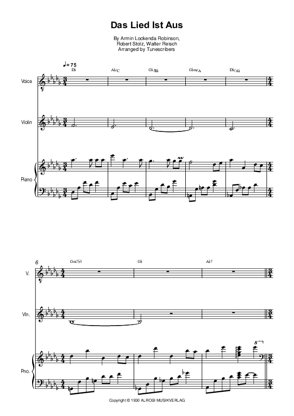 Das Lied Ist Aus (arr. Tunescribers)