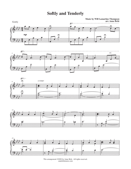 Softly and Tenderly (arr. Anne Britt)