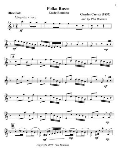 Polka Russe-Czerny-Oboe Solo (arr. Phil Beaman)