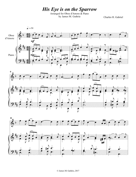 Gabriel: His Eye Is On The Sparrow for Oboe d'Amore & Piano (arr. James M. Guthrie, ASCAP)