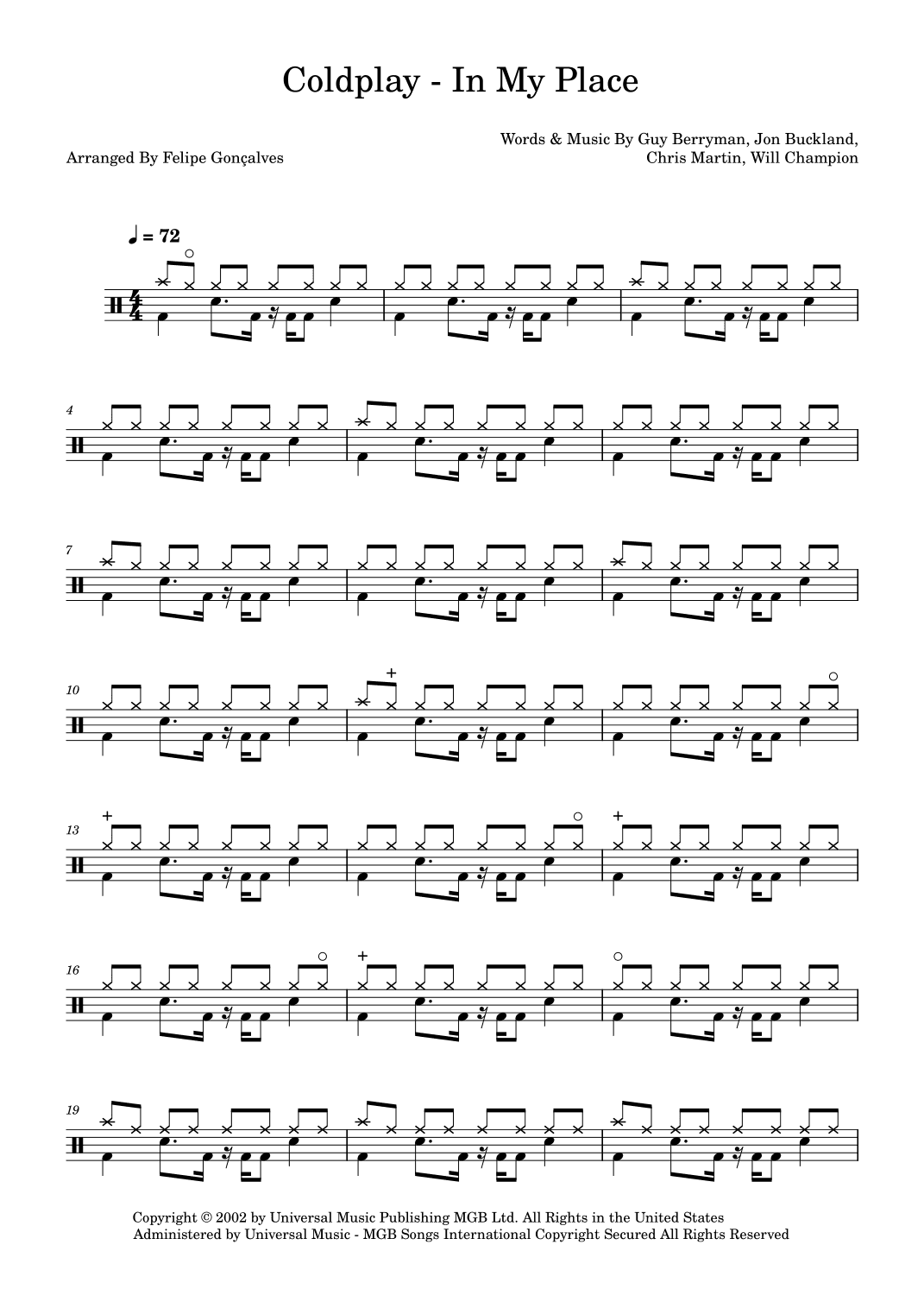 In My Place (arr. Felipe Gonçalves)