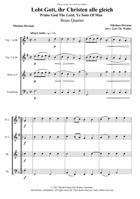 Praise God The Lord, Ye Sons Of Men (arr. Gert Th. Walter)