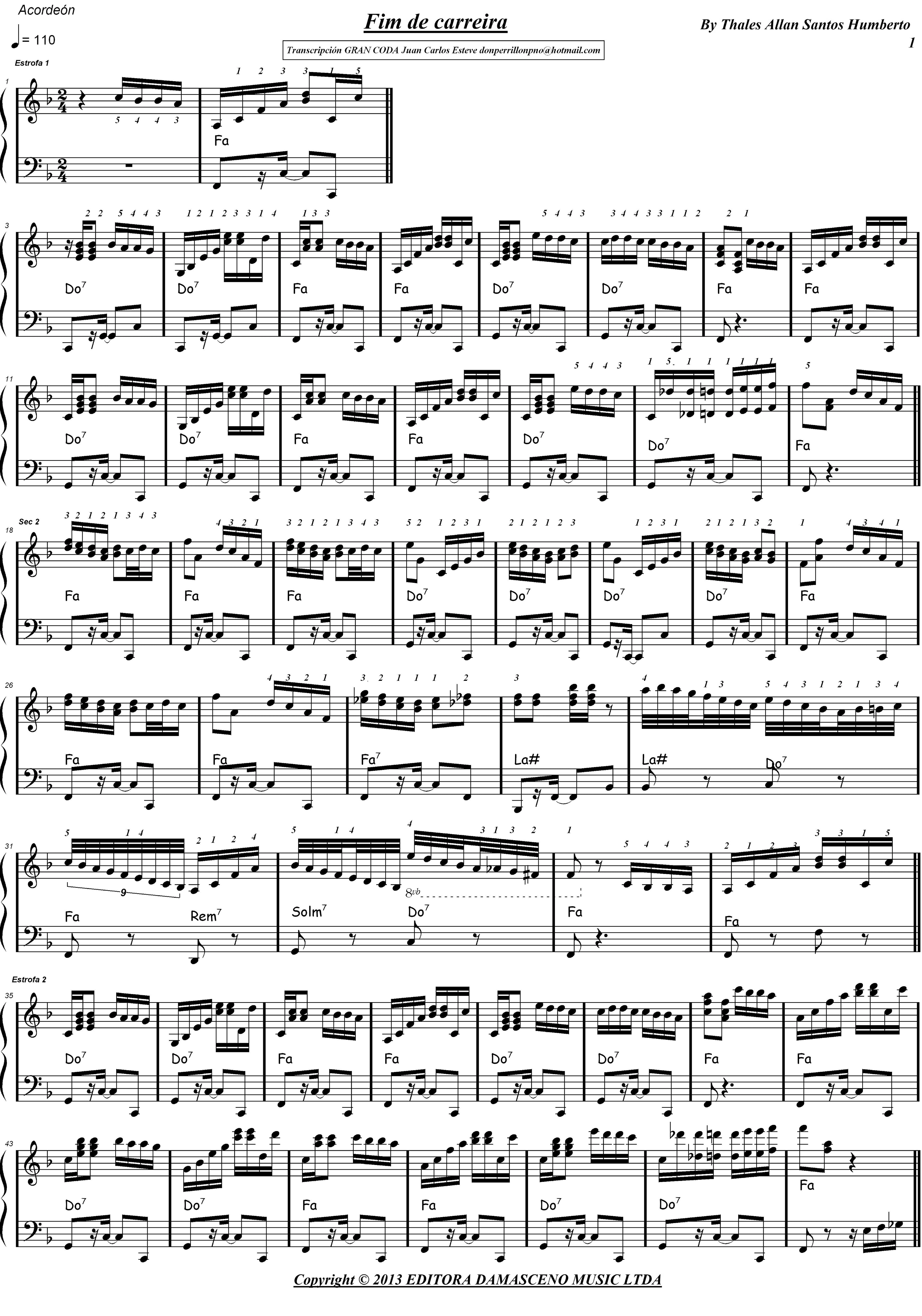 Fim De Carreira (arr. juan carlos esteve / Gran Coda)