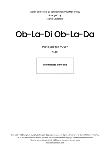 Ob-la-di, Ob-la-da (arr. Leonie Capararo)