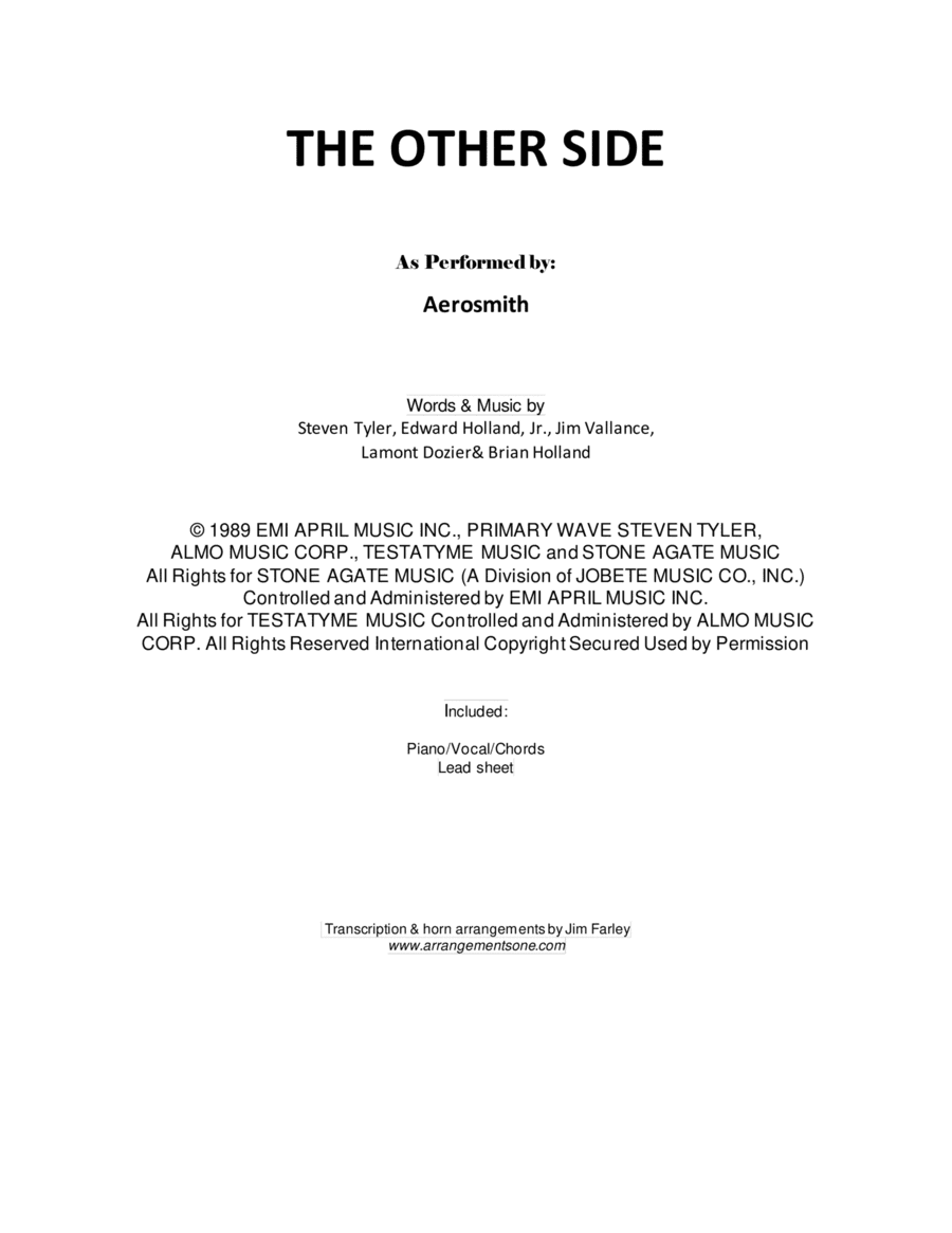 The Other Side (arr. Jim Farley www.arrangementsone.com)