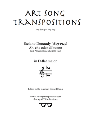 DONAUDY: Ah, che odor di buono (transposed to D-flat major) (arr. ArtSongTranspositions.com)